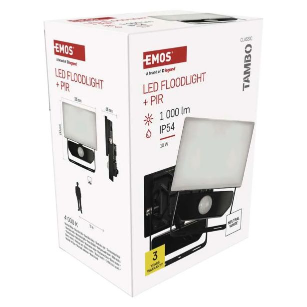 LED ZUNANJI REFLEKTOR TAMBO 10W 1000LM PIR