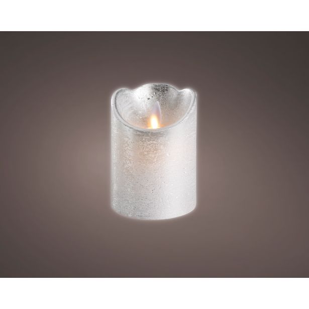SVEČA BREZ PLAMENA LUMINEO LED, SREBRNA, FI 7.5 CM VIŠINA 10 CM