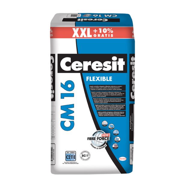 LEPILO ZA PLOŠČICE HENKEL ACB CERESIT CM 16 SIV 27.5 KG XXL C2TE - FLEXIBLE