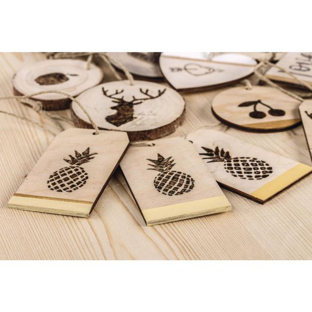 LESENI USTVARJAL. DODATKI RAYHER LESEN OBESEK TAG, NATUR 4.5X8X0.3CM, 6 KOSOV