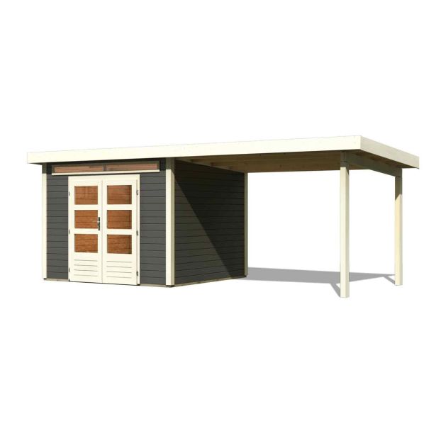 LESENA HIŠKA KARIBU KANDERN 6 + MONTAŽNA STREHA 3,20M BARVA LESA 274X274X222