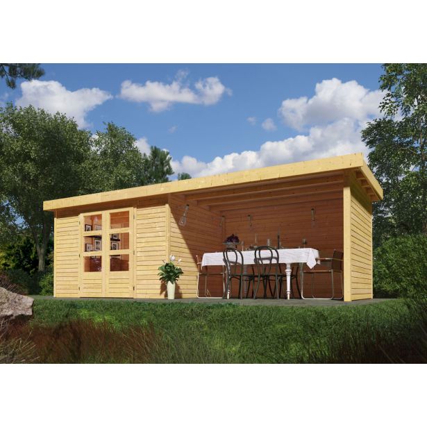 LESENA VRTNA HIŠKA KARIBU ASKOLA 5 S TERASO, STENO 298X211X242 +280 LES 19MM