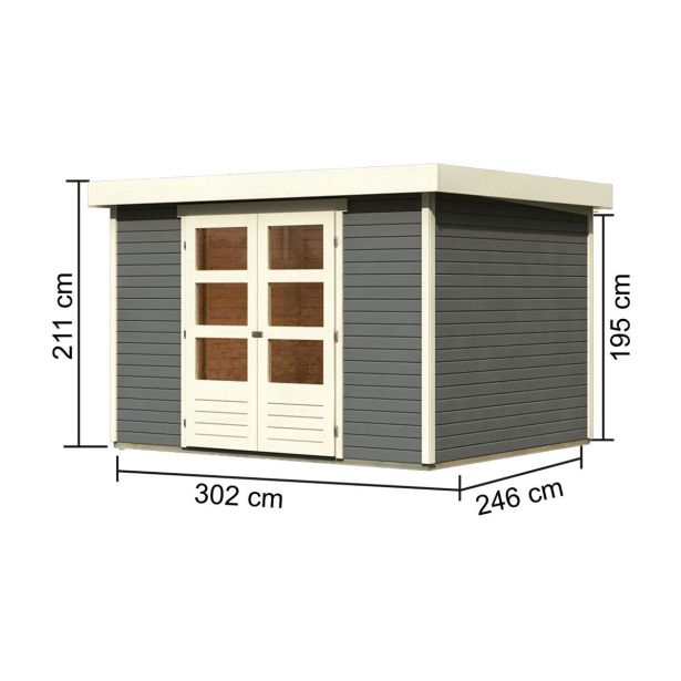 LESENA VRTNA HIŠKA KARIBU ASKOLA 5 ZEMELJSKO SIVA 302X246X211