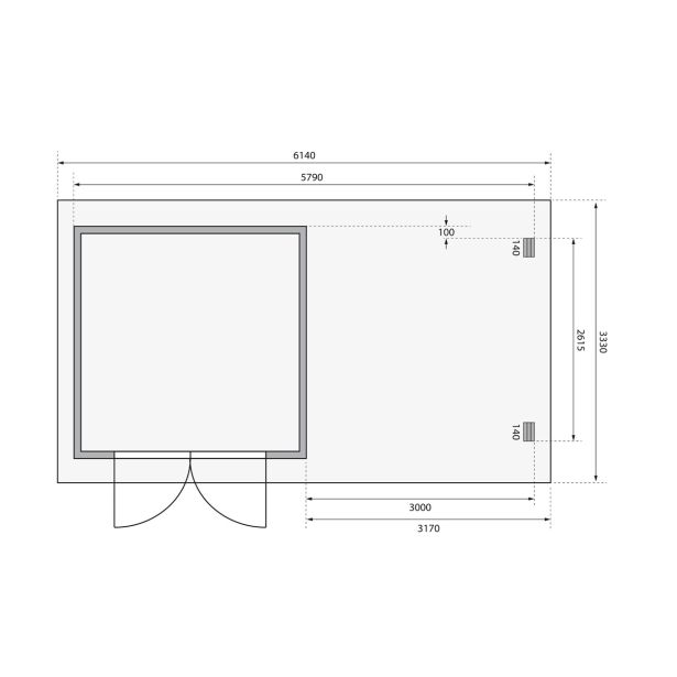 LESENA VRTNA HIŠKA KARIBU BASTRUP 5 + MONTAŽNA STREHA 3M ANTRACIT 297X297X222