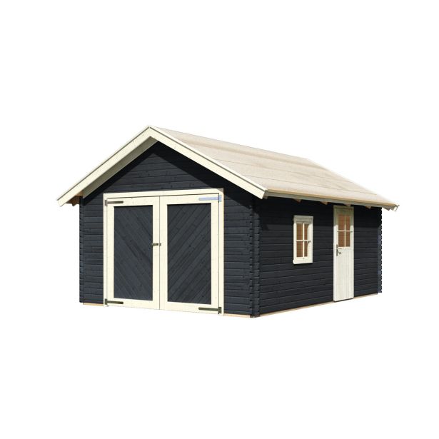 LESENA VRTNA HIŠKA KARIBU GARAŽA Z DVOKAPNO STREHO 38MM ANTRACIT 387X537X309