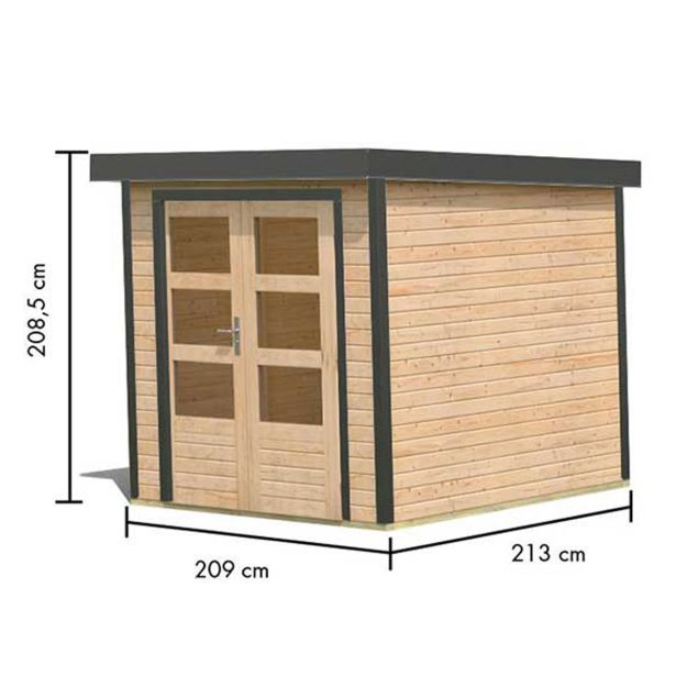 LESENA VRTNA HIŠKA KARIBU JUPITER A Z ANTRACIT OKV. 209X213X195 LES 19MM