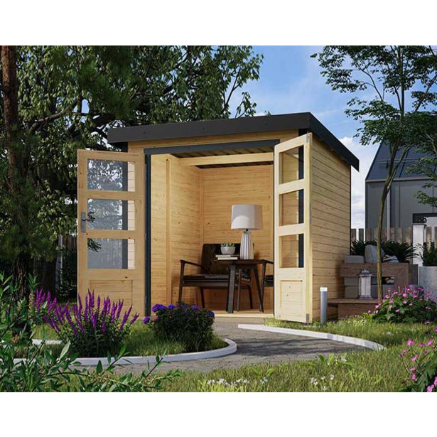 LESENA VRTNA HIŠKA KARIBU JUPITER A Z ANTRACIT OKV. 209X213X195 LES 19MM