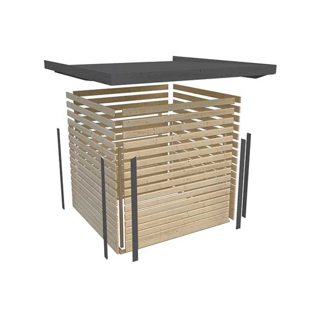 LESENA VRTNA HIŠKA KARIBU JUPITER A Z ANTRACIT OKV. 209X213X195 LES 19MM