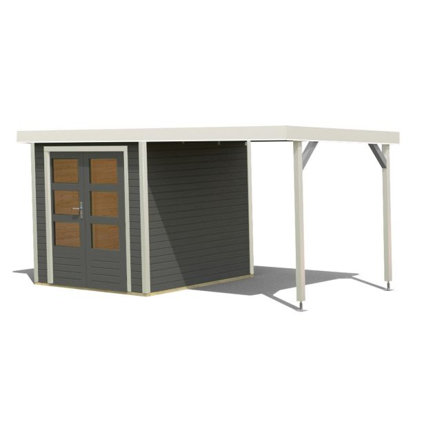 LESENA VRTNA HIŠKA KARIBU JUPITER B+ PODALJŠEK STREHE 2.35M, BELI OKVIR