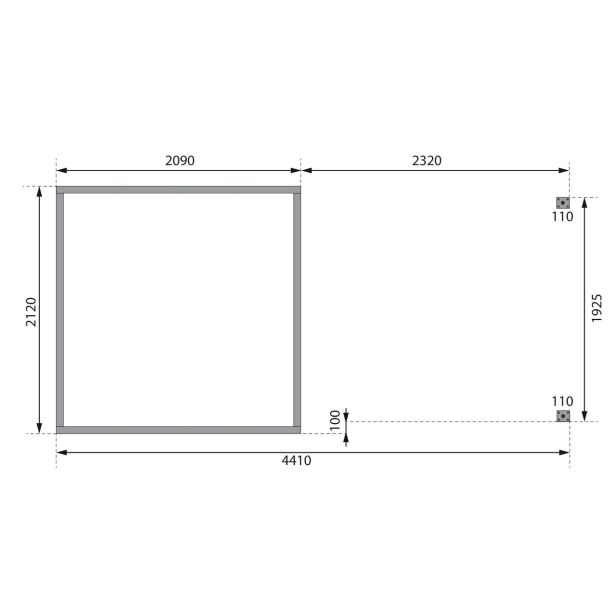 LESENA VRTNA HIŠKA KARIBU JUPITER D+ PODALJŠEK STREHE 2.35M, SIVA
