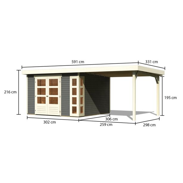 LESENA VRTNA HIŠKA KARIBU KERKO 6 302X306X216