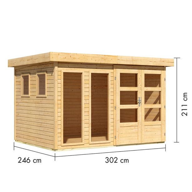 LESENA VRTNA HIŠKA KARIBU LAHAR 5 NARAVNA 302X242X211