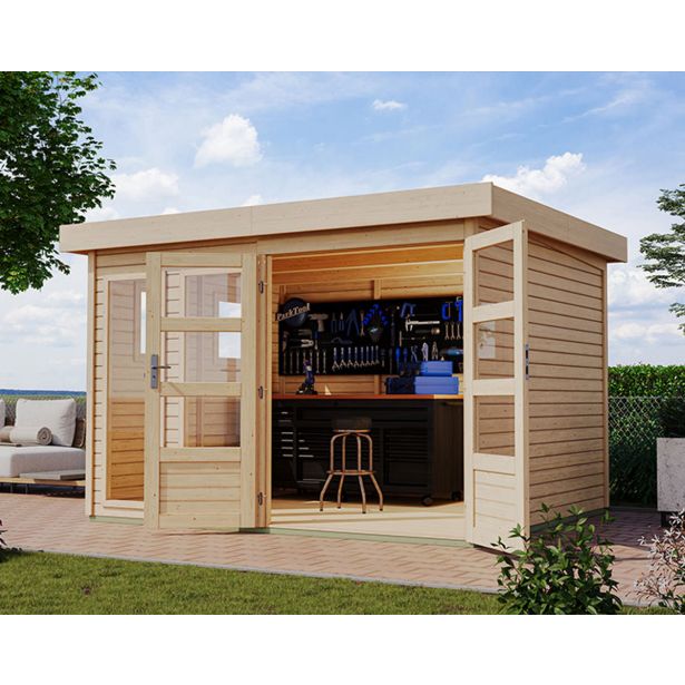 LESENA VRTNA HIŠKA KARIBU LAHAR 5 NARAVNA 302X242X211