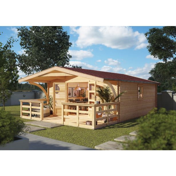 LESENA VRTNA HIŠKA KARIBU MELDORF 6 S TERASO 372X253X372+180 LES 38MM