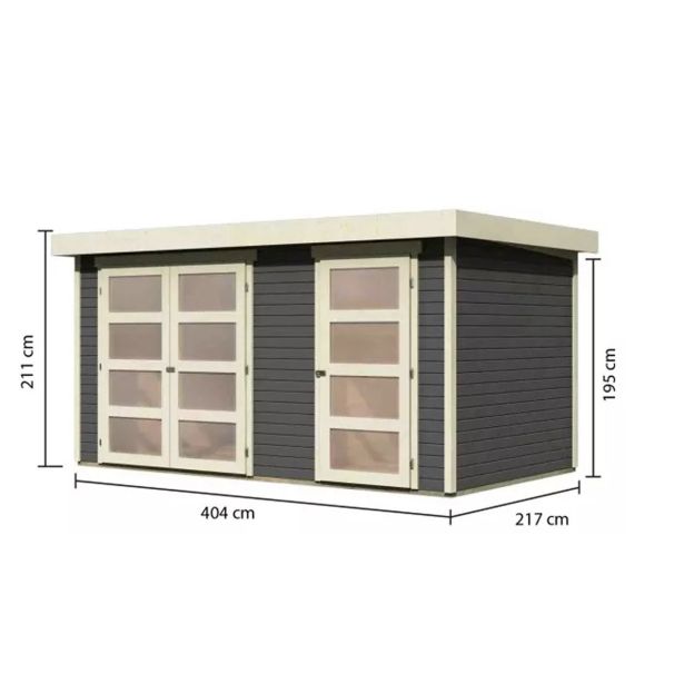 LESENA VRTNA HIŠKA KARIBU MÜHLENTRUP 1 211X404X217 SIVA