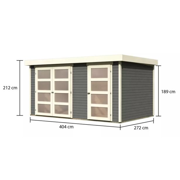 LESENA VRTNA HIŠKA KARIBU MÜHLENTRUP 2 212X404X272 SIVA