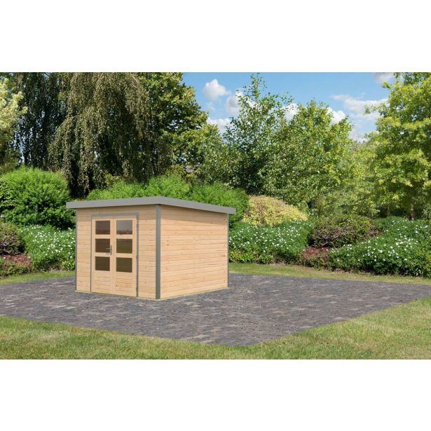 LESENA VRTNA HIŠKA KARIBU PLUTO A 220X271X271, SIVA