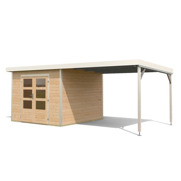 LESENA VRTNA HIŠKA KARIBU PLUTO A+ PODALJŠEK STREHE 3M, BELA