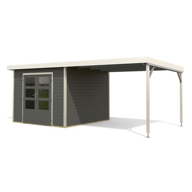 LESENA VRTNA HIŠKA KARIBU PLUTO B+ PODALJŠEK STREHE 3M, BELA