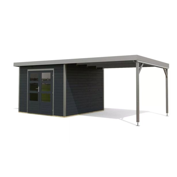 LESENA VRTNA HIŠKA KARIBU PLUTO C+ PODALJŠEK STREHE 3M, SIVA