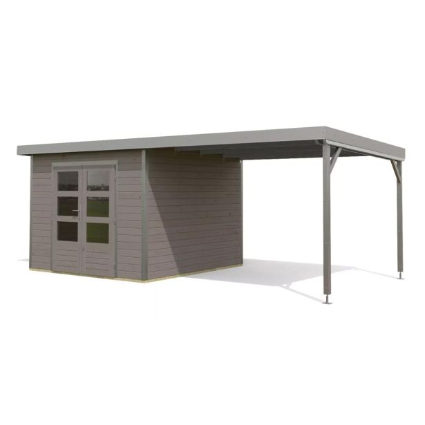 LESENA VRTNA HIŠKA KARIBU PLUTO D+ PODALJŠEK STREHE 3M, SIVA