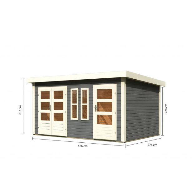 LESENA VRTNA HIŠKA KARIBU SCHÖNBUCH 2 228X426X276 SIVA