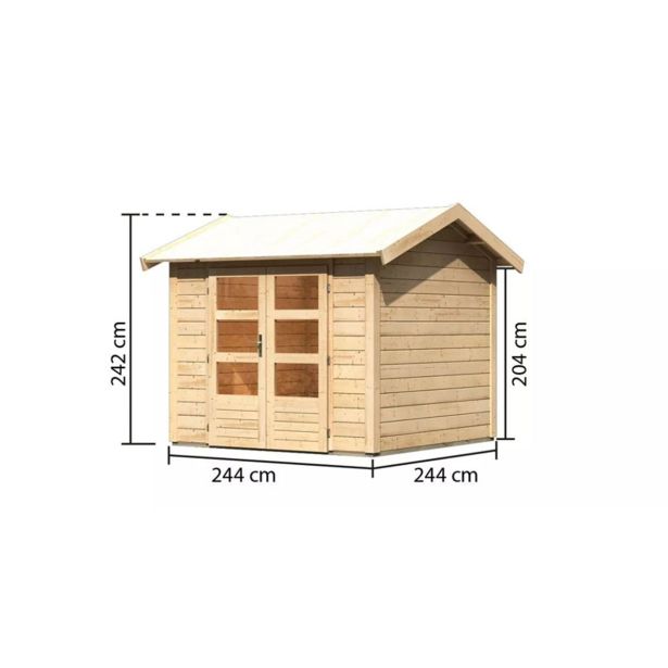 LESENA VRTNA HIŠKA KARIBU THERES 3 242X244X244, BARVA LESA