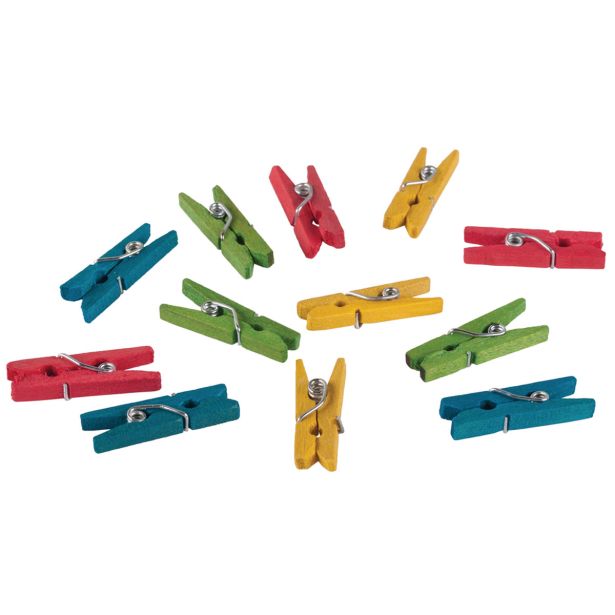 LESENI USTVARJAL. DODATKI RAYHER LESENE ŠČIPALKE, MINI 2.5 CM, MEŠANE, 48 KOS