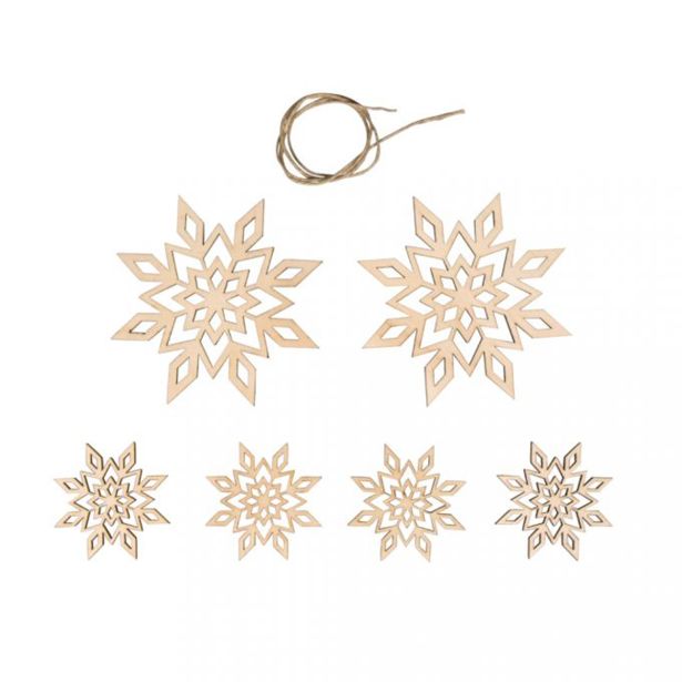 LESENI OKRASKI SNEŽINKE SET 6, 5-9 CM