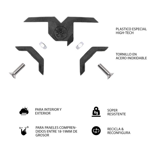 KONEKTOR X ZA POVEZAVO 34 LESNIH PLOŠČ PLAYWOOD ČRN