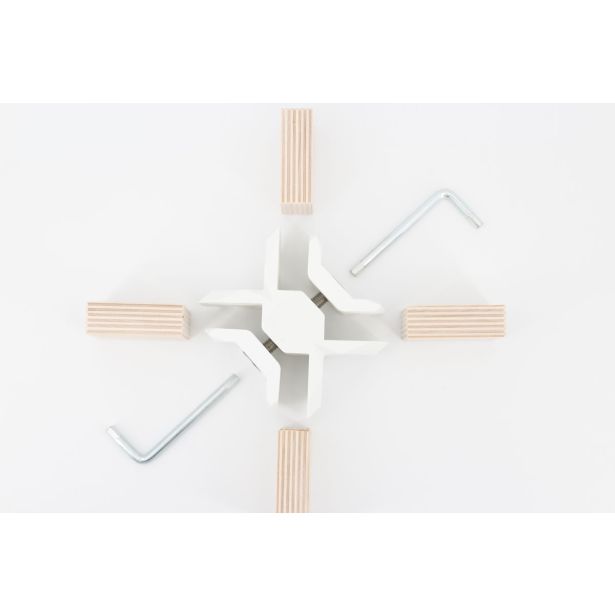 KONEKTOR X ZA POVEZAVO 4 LESNIH PLOŠČ PLAYWOOD BELI