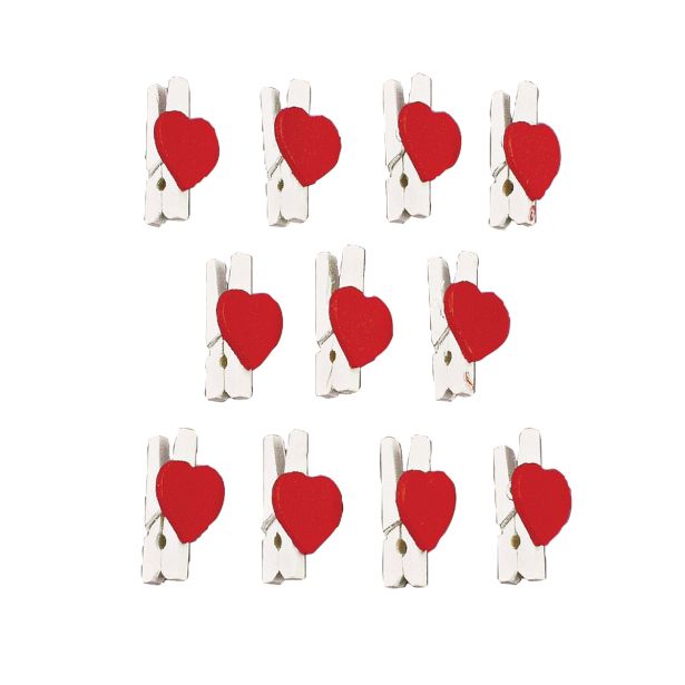 LESENI USTVARJAL. DODATKI RAYHER LESENE ŠČIPALKE S SRCI 25 MM, 12 KOM.