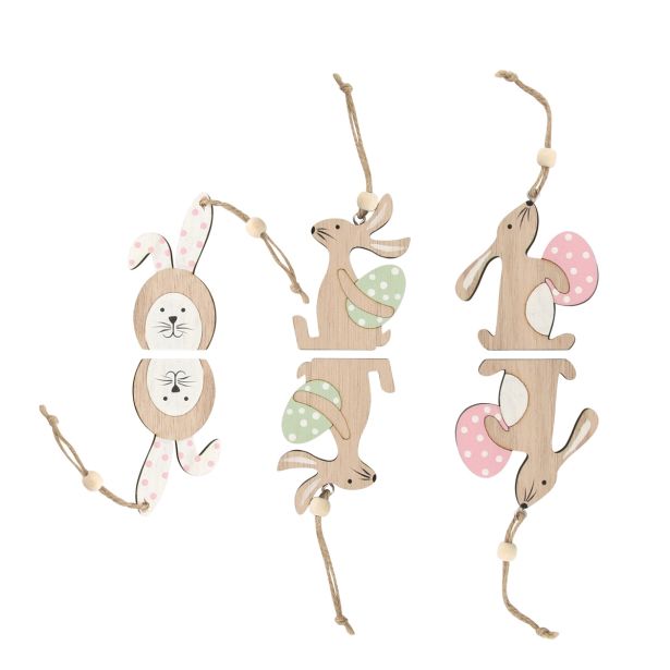 POMLADNA DEKORACIJA LESENI ZAJČKI 6/1 DEKORATIVNI