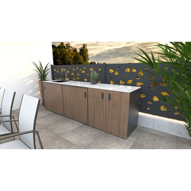 LETNA KUHINJA MS VISCOM ELEMENT POMIVALNO KORITO AMERIŠKI OREH 1800X634 MM