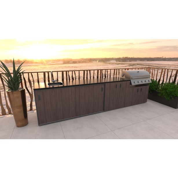 LETNA KUHINJA BELLANO BOLOGNA AMERIŠKI OREH PULT GRANIT