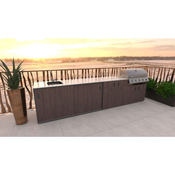 LETNA KUHINJA BELLANO BOLOGNA AMERIŠKI OREH PULT PORCELAN