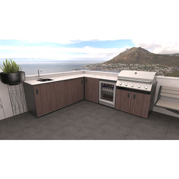 LETNA KUHINJA BELLANO PISA AMERIŠKI OREH PULT PORCELAN