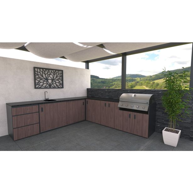 LETNA KUHINJA BELLANO ROMA AMERIŠKI OREH PULT GRANIT