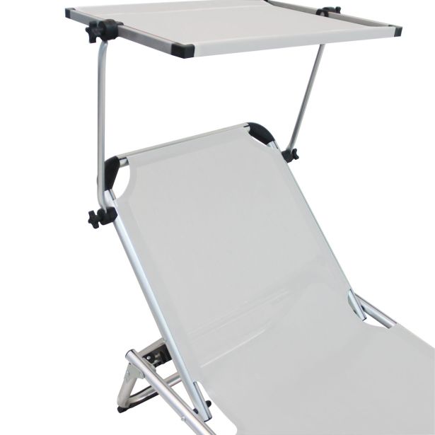 LEŽALNIK IZ TEKSTILENA AZUR S SENČNIKOM BEL ALU