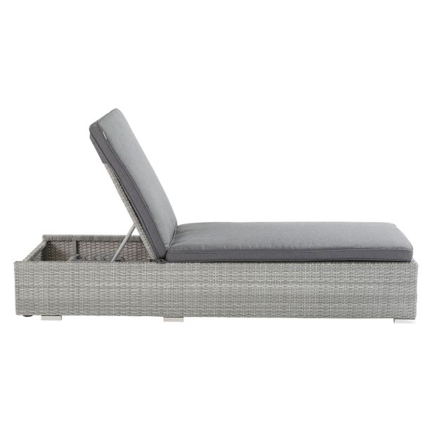 LEŽALNIK DAVOS FIX Z BLAZINSKIMI KOLESI WICKER-ALU GREY 65X197X36