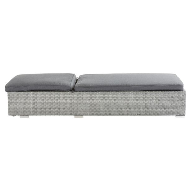 LEŽALNIK DAVOS FIX Z BLAZINSKIMI KOLESI WICKER-ALU GREY 65X197X36