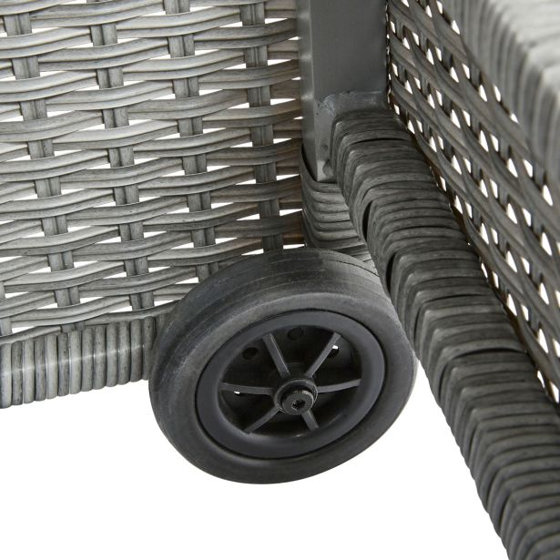 LEŽALNIK DAVOS FIX Z BLAZINSKIMI KOLESI WICKER-ALU GREY 65X197X36