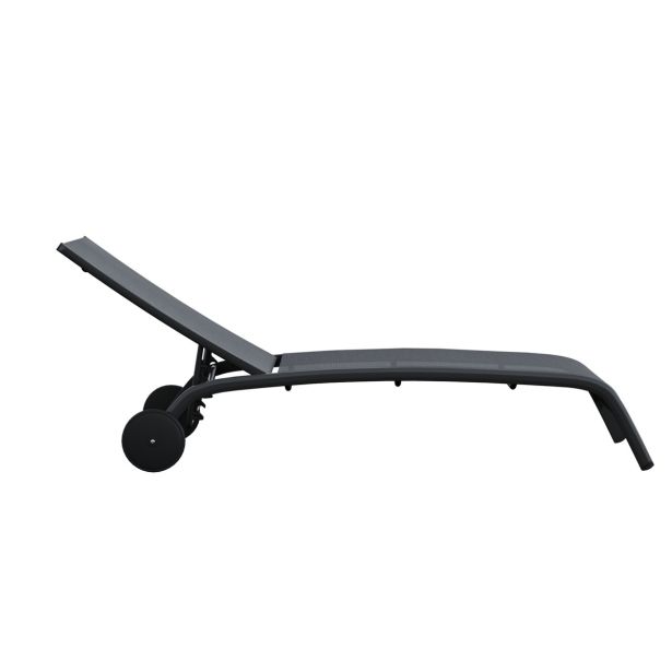 LEŽALNIK IZ TEKSTILENA NATERIAL LYRA II S KOLESI ANTRACIT ALU, TEKSTILEN