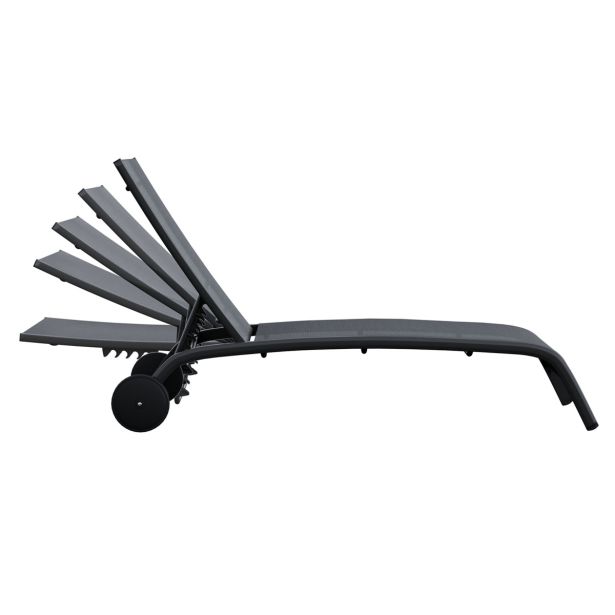 LEŽALNIK IZ TEKSTILENA NATERIAL LYRA II S KOLESI ANTRACIT ALU, TEKSTILEN