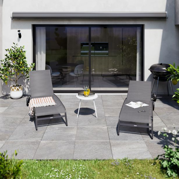 LEŽALNIK IZ TEKSTILENA NATERIAL LYRA II S KOLESI ANTRACIT ALU, TEKSTILEN