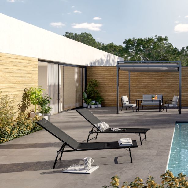 LEŽALNIK IZ TEKSTILENA MALLORCA ČRN ZLOŽLJIV