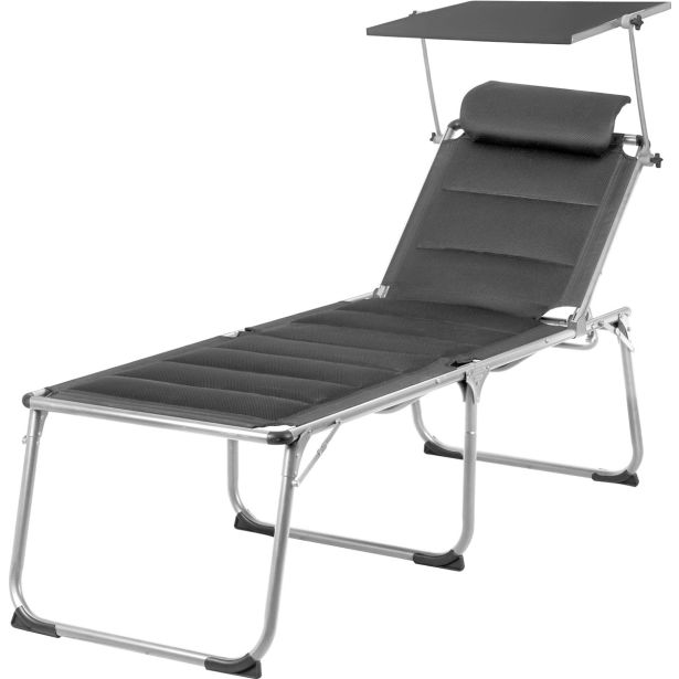 LEŽALNIK ZA KAMPIRANJE BRUNNER MALIBU S STREHICO VISOK H2L TEMNO SIV