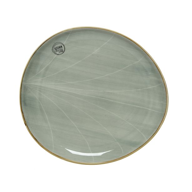 DESERTNI KROŽNIK DECORIS LIST 20.5X18.8X2.8CM ZELEN/MODER PORCELAN