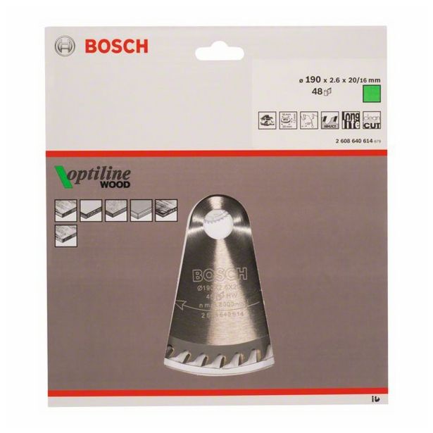 LIST ŽAGE ZA LES WIDIA BOSCH 190X2.6/1.6X20/16 48 ZOB