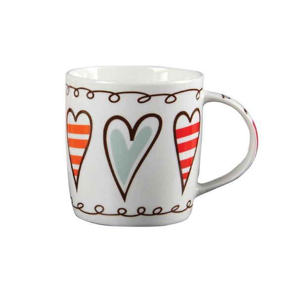 LONČEK 365 ML SRCE RAZLIČNI BARVNI VZORCI